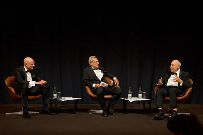 On stage at The Dolder Grand (L-R): Daniel Weitmann, R. James Breiding (moderator), and Professor Joseph Stiglitz in a conversation on systemic risk, currency trust, and private-wealth sovereignty.Photo: Magnus Maarding