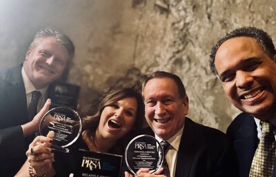 Proud award winners (l. to r.) Tony Cheevers, customer success officer, Researchscape; Deirdre McFarland, chief marketing and communications officer, NCSolutions; Henry Feintuch, president and Doug Wright, vice president, Feintuch Communications.