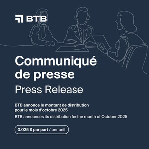BTB REIT Announces its Distribution for the Month of October 2025