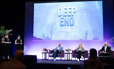Brooke Jackson & Naomi Brien of Verde Salon Group make a pitch to the judges for an AI-enabled Magic Mirror.