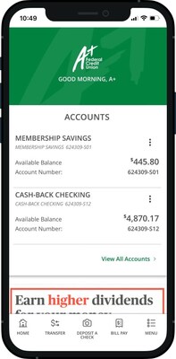 A+ Mobile App Offered by A+ Federal Credit Union Announced by Global Finance as 2025 Best Mobile Banking App in the United States and North America.
