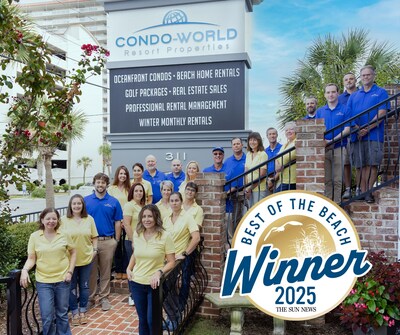 Condo-World wins the 2025 Best of the Beach in the Vacation Rental Company category, presented by The Sun News.