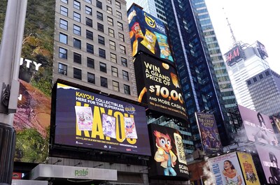 Kayou commemorated its upcoming New York Comic Con debut with a giant billboard in Times Square proudly announcing Kayou is “Here for the Superfans.”