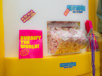 The BUBS pick-and-mix station presents a dazzling assortment of candies, inviting guests to curate their personalized sweet selections.