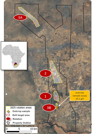 NORTH ARROW COMPLETES REGIONAL RECONNAISSANCE PROGRAM AT KRAAIPAN AND IDENTIFIES 5 PRIORITY GOLD TARGETS FROM INITIAL DRILLING RESULTS