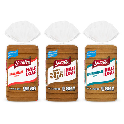 Sara Lee® Flavor Additions: Sara Lee® 100% Whole Wheat Half Loaf, Sara Lee® Sourdough Half Loaf and Sara Lee® Hawaiian Half Loaf