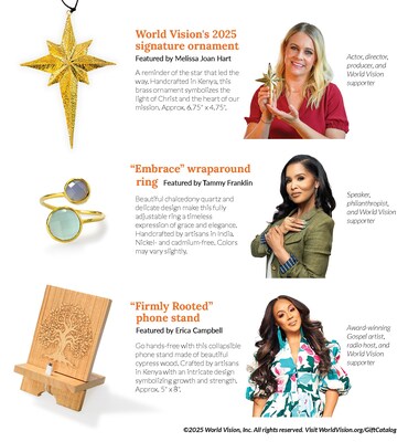 Celebrity handcrafted gifts featured in the World Vision Gift Catalog.
