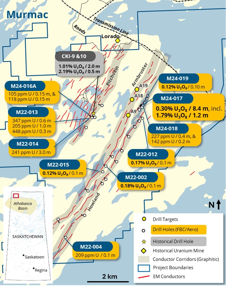 Figure 1 – Summer 2025 Drill Target Locations in relation to previous drilling results. (CNW Group/Fortune Bay Corp.) Figure 1 – Summer 2025 Drill Target Locations in relation to previous drilling results. (CNW Group/Fortune Bay Corp.)