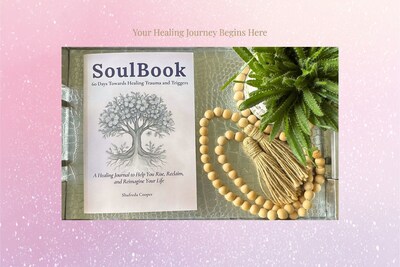 SoulBook displayed in a calming lifestyle setting, reflecting its mission of healing and creativity.