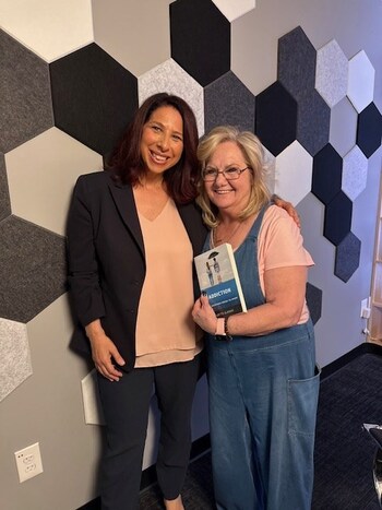 Dr. Suzette Glasner with Bev Vance Aikins, in the recording studio, in Columbus, OH