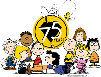 Group logo commemorating 75 years of Peanuts.