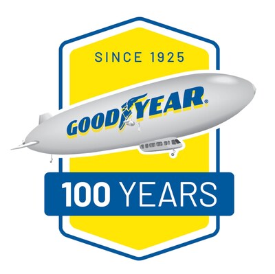 Logo commemorating 100 years of the iconic Goodyear Blimp.