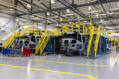 CH-53K® helicopters on final assembly at Sikorsky Aircraft headquarters in Stratford, Conn. The helicopters are in production, leveraging the company’s digital build and advanced technology production processes. Photo courtesy Sikorsky, a Lockheed Martin company.