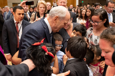 President Russell M. Nelson greets young Latter-day Saints in Asuncion, Paraguay, on Monday October 22,2018.