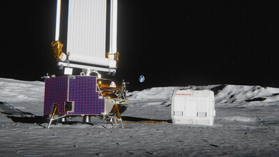 Concept rendering of a scalable lunar power solution integrating the Honda regenerative fuel cell system with Astroboticโs Vertical Solar Array Technology Concept rendering of a scalable lunar power solution integrating the Honda regenerative fuel cell system with Astroboticโs Vertical Solar Array Technology