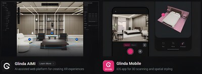 Glinda AIMI, a web-based XR content creation platform, and Glinda Mobile, a 3D scanning solution