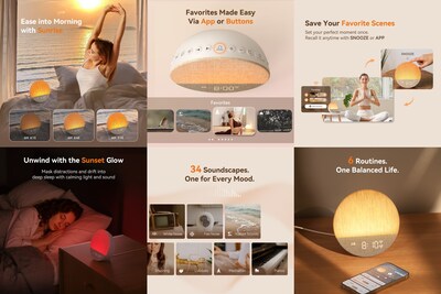 Key Features of Dreamegg Sunrise 1+: Sunrise/Sunset simulation, expanded sound library, and customizable routines Key Features of Dreamegg Sunrise 1+: Sunrise/Sunset simulation, expanded sound library, and customizable routines
