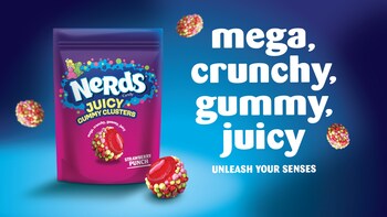 NERDS Juicy Gummy Clusters candy is a game-changer, giving fans a unique, unforgettable multisensory experience with every bite. NERDS Juicy Gummy Clusters candy is a game-changer, giving fans a unique, unforgettable multisensory experience with every bite.