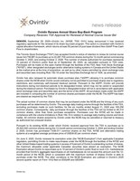 Ovintiv Renews Annual Share Buy-Back Program