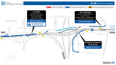 Fermeture d’un tronçon de l’autoroute 25 en direction nord durant la nuit du 3 au 4 octobre (Groupe CNW/Ministère des Transports et de la Mobilité durable) Fermeture d’un tronçon de l’autoroute 25 en direction nord durant la nuit du 3 au 4 octobre (Groupe CNW/Ministère des Transports et de la Mobilité durable)