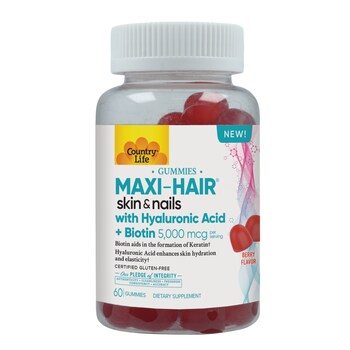 Country Life Vitamins Maxi-Hair® Skin and Nails Gummies with Hyaluronic Acid + Biotin