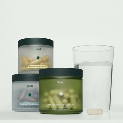 Seed's new Co-Biotic Innovations: DM-02™ Daily Multivitamin, AM-02™ Energy + Focus, PM-02™ Sleep + Restore