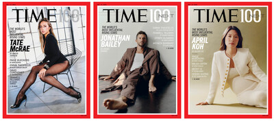 The 2025 TIME100 Next covers featuring Tate McRae, Jonathan Bailey, and April Koh.