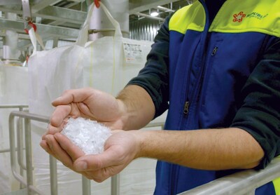 The rPET flake produced at Republic Services' Las Vegas Polymer Center.