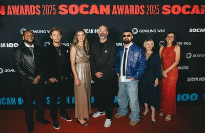 Global Impact Award winner Boi-1da ; Songwriter of the year Non-Performer Evan Blair; Composer of the Year Erica Procunier; VP of Creative and Member Relations Cameron Kennedy; Producer of the Year OZ; President of Red Brick Songs Jennifer Mitchell (Herbert Ruff Award for Audiovisual Post-Synchronization) and SOCAN CEO Jennifer Brown (CNW Group/SOCAN)