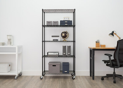 Make busy days run smoothly with NEAT by TRINITY wire shelving. Designed to keep businesses organized and efficient, each rack features a sleek, modern powder-coated black finish that's both stylish and formaldehyde-free, proving you don't have to sacrifice good looks for lasting performance.