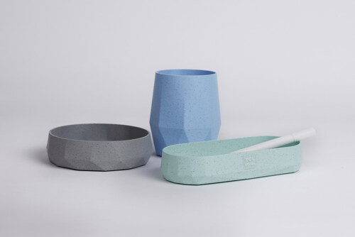 3D printed objects made with TCL ECORA™ demonstrate the versatility of the breakthrough new sustainable material