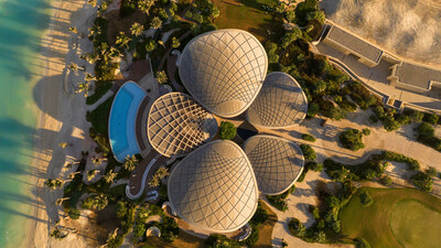 Overhead view of the clubhouse of Saudi Arabia's first island golf course