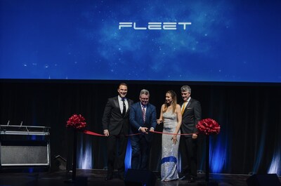 GHQ Ribbon Cutting - Brenton Cox, Managing Director, Adelaide Airport | Michael Brown MP, Assistant Minister for Artificial Intelligence (AI), Digital Economy, Defence and Space Industries | Flavia Tata Nardini, Co-Founder & CEO, Fleet Space | Matt Pearson, Co-Founder & Chief Exploration Officer