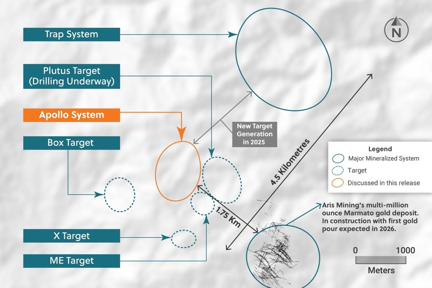Figure 4: Plan View of the Guayabales Project Highlighting the Apollo System (CNW Group/Collective Mining Ltd.)