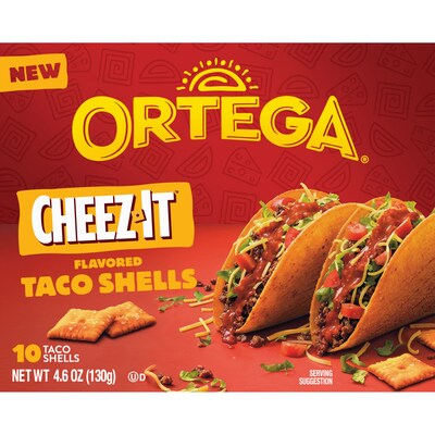 TACO, Meet Cheez-It™: Ortega Cheez-It™ Flavored Taco Shells deliver a craveable experience that’s just as satisfying straight from the box as it is loaded with fillings.