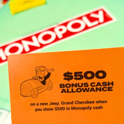 Jeep® brand launches its “MONOPOLY Bonus Cash Allowance” program, where customers can bring $500 in MONOPOLY play money into CDJR dealerships to apply towards a Jeep Grand Cherokee purchase or lease. Program runs October 1 through November 3, 2025.