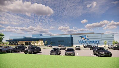 A rendering shows WarHorse Gaming’s spring 2026 expansion of its casino in Lincoln, Nebraska. The refinancing will set in motion expansion of the property and construction of a new casino next summer in South Sioux City, Nebraska.