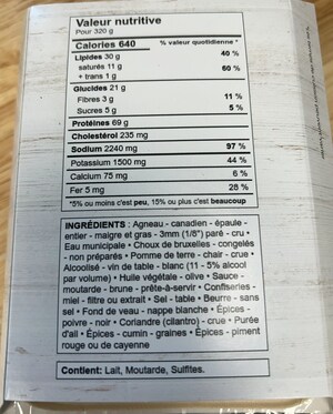 Présence non déclarée de blé, de soya et de sulfites dans divers mets préparés et vendus par l'entreprise Cuisine collective Hochelaga-Maisonneuve