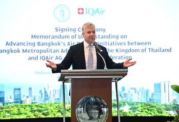 IQAir CEO Frank Hammes highlights the importance of data and technology in supporting Bangkok’s clean air goals. Source: IQAir.