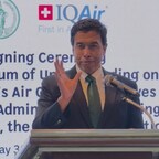 Governor of Bangkok H.E. Chadchart Sittipunt delivers remarks at the MoU signing ceremony. Source: IQAir.
