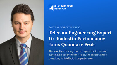 Dr. Pachamanov’s expertise in wireless, broadband, and IP disputes reflects Quandary Peak’s commitment to technical depth in telecom and litigation consulting.