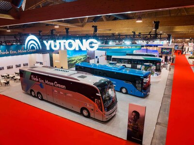 Yutong launched four battery-electric buses at Busworld Europe 2025, designed to cover a wide range of operational scenarios. (PRNewsfoto/Yutong Bus)