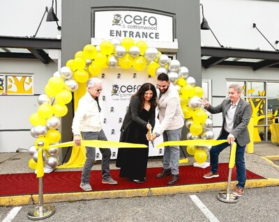 From left to right: Ken Popove, Mayor of the City of Chilliwack; Ashley Sidhu, Franchise Partner and CEFA Parent, CEFA Early Learning Chilliwack – Cottonwood; Anil Sharma, Franchise Partner and CEFA Parent, CEFA Early Learning Chilliwack – Cottonwood; and Arno Krug, CEO, CEFA Early Learning, gather to officially cut the ribbon at the Grand Opening of CEFA Early Learning Chilliwack – Cottonwood on Saturday, October 4, 2025. Photo credit: Sukh Brar. (CNW Group/CEFA Early Learning)