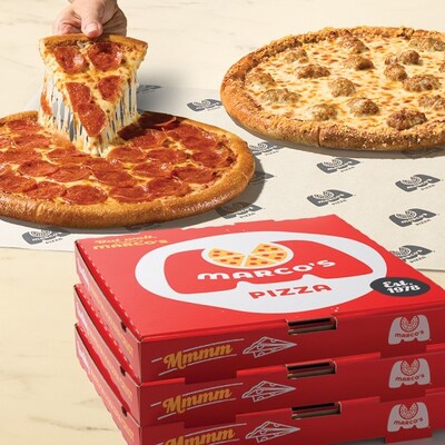 Marco’s signature medium pizzas are made with dough prepared fresh daily, savory original sauce, and the brand’s three fresh signature blend of cheeses – topped with your choice of a favorite topping.