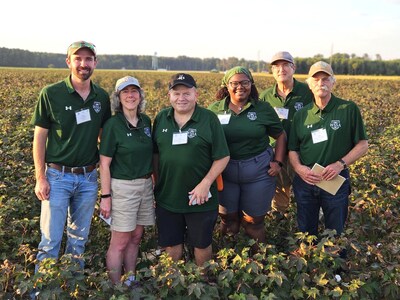 WSSA's representatives recently participated in farm tour learning sessions for federal agency employees. Pictured here (L-R) in a North Carolina cotton farm are Cole Woolard, Science Policy Fellow; Hilary Sandler, WSSA President; Lee Van Wychen, Executive Director of Science Policy; Aleah Butler-Jones, Science Policy Fellow; Mark VanGessel, WSSA Liaison to EPA; and Bill Chism, WSSA Regulatory Consultant.