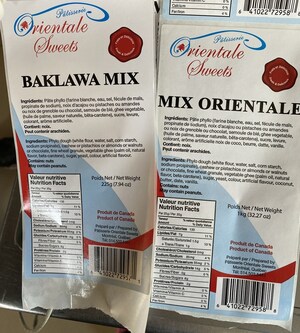 Avis de ne pas consommer divers baklavas préparés et vendus par l'entreprise Pâtisserie orientale Sweets