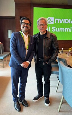 Sunil Gupta, Co-Founder, CEO & MD of Yotta Data Services with Jensen Huang, President & CEO of NVIDIA.