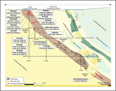 Figure 2: Cross Section (Looking North)-BB’ SAM SE (L10 Shear) (CNW Group/1911 Gold Corporation)