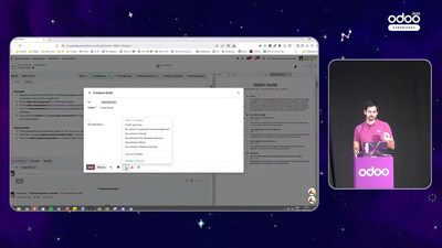 Using Odoo AI to compose an email (source: Luc Nailis, 2025) (PRNewsfoto/Odoo)