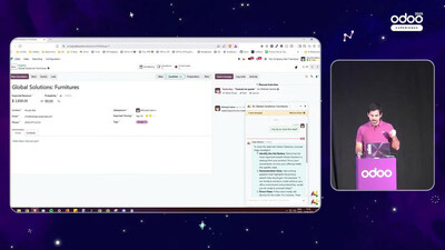 Asking Odoo AI agent to perform actions based on the documents (source: Luc Nailis, 2025) (PRNewsfoto/Odoo)